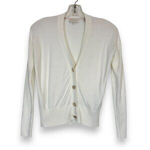Ted Baker White Ivory Cardigan Sweater V-Neck Preppy Academic Tennis Prep XS